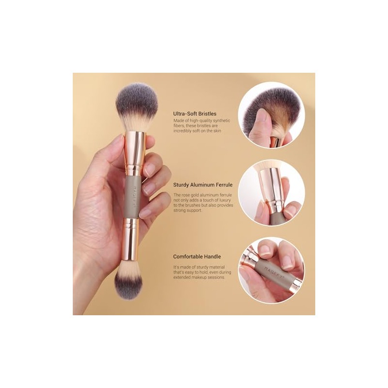 MAGEFY Brochas de maquillaje, 12 unidades con bolsa, de doble