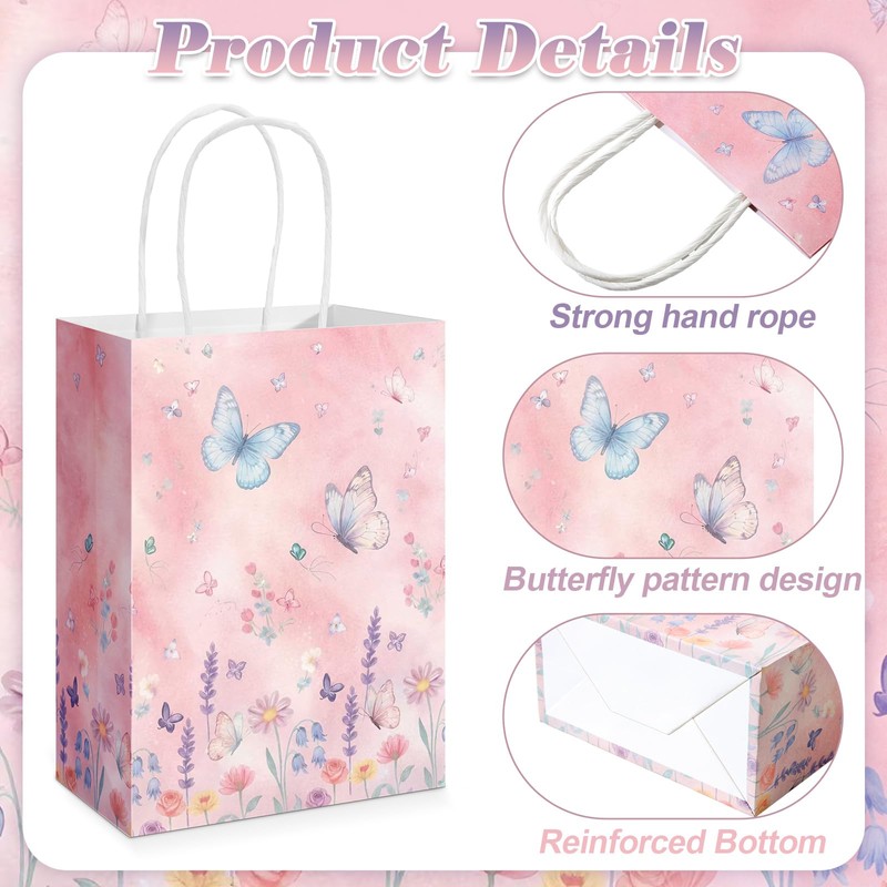 Kolldenn 24 Pack Butterfly Party Favor Gifts Bags with 30
