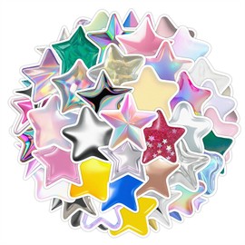 50 Pcs 3D Star Stickers, Little Stars Stickers for Kids Reward, Sparkly Holographic Sticker, Glitter 3D Star Sticker for Behavior Reward Chart and DIY Decoration