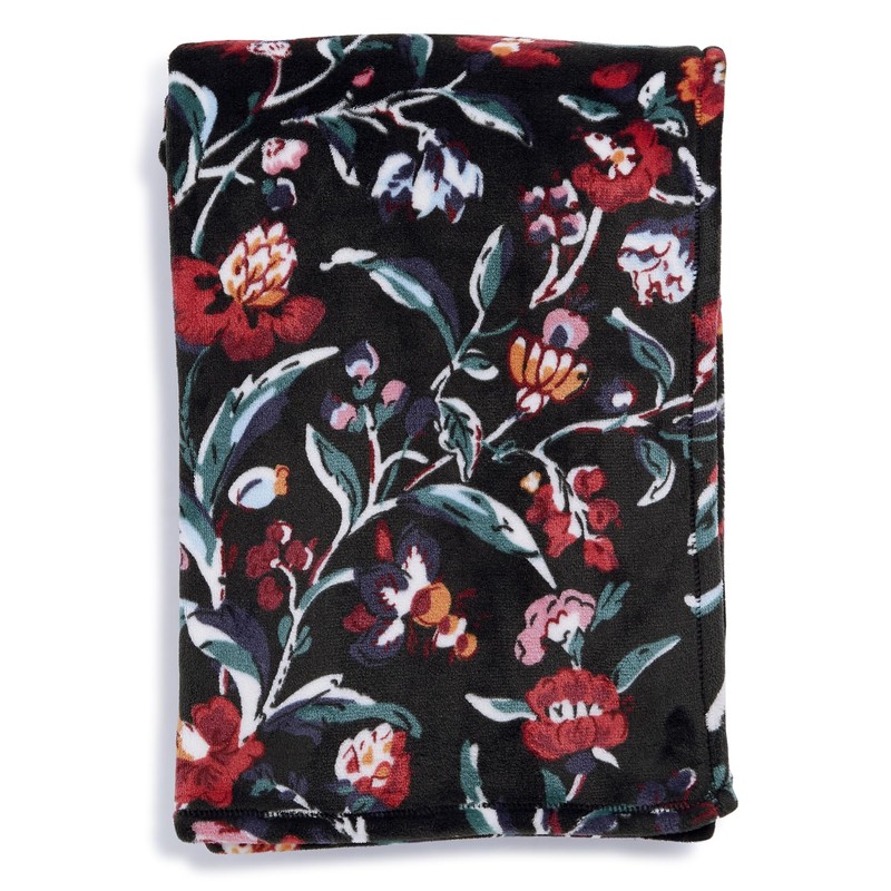 Vera Bradley Women's Fleece Plush Throw Blanket, Perennials Noir, 80