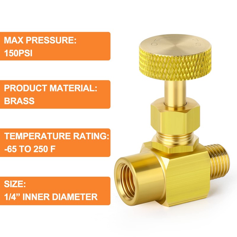 GASHER 1Pcs Brass Replacement Control Needle Valve 1/4" Female NPT