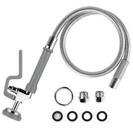 Spray Valve with 45" Pre Rinse Hose, Pre Rinse Sprayer with Stainless Flexible Hose Commercial Sink Sprayer Nozzle with Ergonomic Handle Replacement Kit for Restaurant Kitchen Industrial Faucet