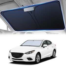Windshield Sun Shade for Car, 4-Layer Reflective Sunshade Blocks Heat & UV, Sun Shade Windshield Keeps Interior Cooler, Pop-Up Design, Folds Quickly for Storage | for Sedans and SUVs (59"x31.8")