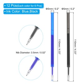 PATIKIL Erasable Gel Pen Refills, 12 Pcs Gel Ink Pens Refills Press Click Pen Fine Point 0.5mm Retractable Pens for Planner Writing Painting, Black and Blue