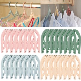 Kiswleon 28PCS Portable Travel Hangers,Four Colors Travel Coat Hangers,Plastic Travel Hanger Foldable,Folding Coat Hanger for Travelling,Foldable Hangers Travel Essentials for Holiday,Camping
