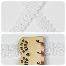 Gimp Braid Trim 22 Yards 0.8cm/0.3in Gold Metal Fabric Decorative Webbing for All Kinds of Sewn Garments, Curtains,Lampshade, Sofa DIY Sewing and Crafting (White - 0.8)