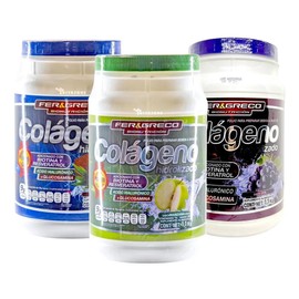 Colágeno Hidrolizado Glucosamina Biotina Surtidos Ferygreco Sabor UVA MANZANA COCO