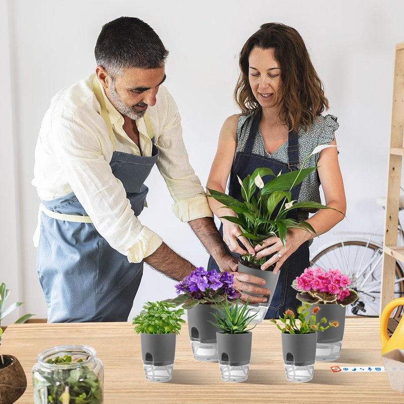 Aulock 6 pcs Self Watering Plant Pots - 4.1/3.2 in