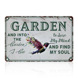 Garden Signs for Outside Yard Art Garden Decor Vintage Tin Sign for Outdoor Yard Greenhouse Cottage 8x12inch