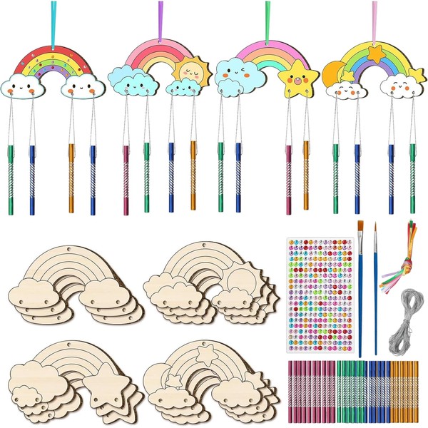 12 Pcs Wind Chime Set, Rainbow Wind Chime Craft for