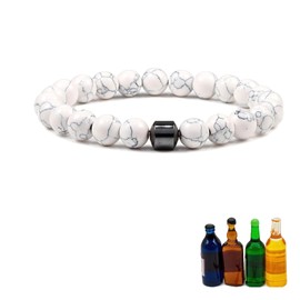 KOFISNI Anti Alcohol Bracelet for Women Men Quit Smoking Drinking Bracelets Anti Anxiety Hematite Beads Bracelet Relieve Anxiety and Stress Health Jewelry Gifts, Medium, Stone, no gemstone