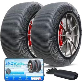K-Musculo Snow Socks for Tires, Snow Socks Snow Chain for Car SUV Pickup Easy to Use, Ultimate Grip, Washable.100 KM Safely In The Snow, EU EN-16662-1 Certififed(2 PACKS)-L