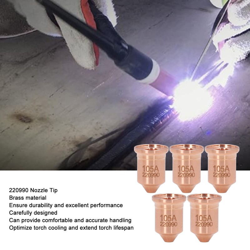 5 Pcs 220990 Nozzle Tip Brass Plasma Cutting Torch Nozzle