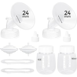 Paruu Pump Parts Compatible with Spectra S1/S2/9 Plus, Not Original Accessories, Full Set Replacements Include 24mm Flanges, Valves, Backflow Protectors (Duckbills Included), Tubings and Bottles