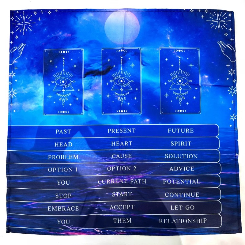 Superlunaris 3-Card Tarot Reading Spread Cloth, Tarot Menu, Altar Cloth,