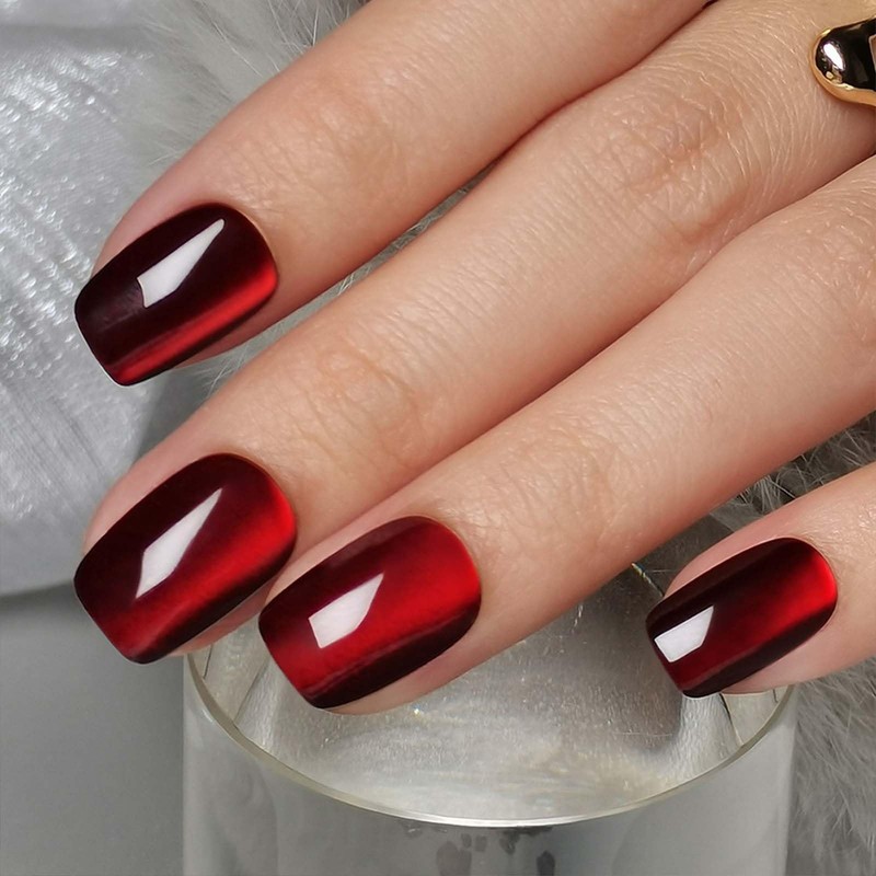 Red False Nails - 32PCS Short False Nails - Square