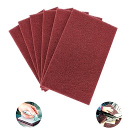 SooGree Red Scuff Pads - 6Pcs Scouring Pad - Very Fine Grade Hand Pads, Paint Primer Prep Adhesion Scratch, 7447 General Purpose Sanding Pad 200 x 125mm/8" x 5"