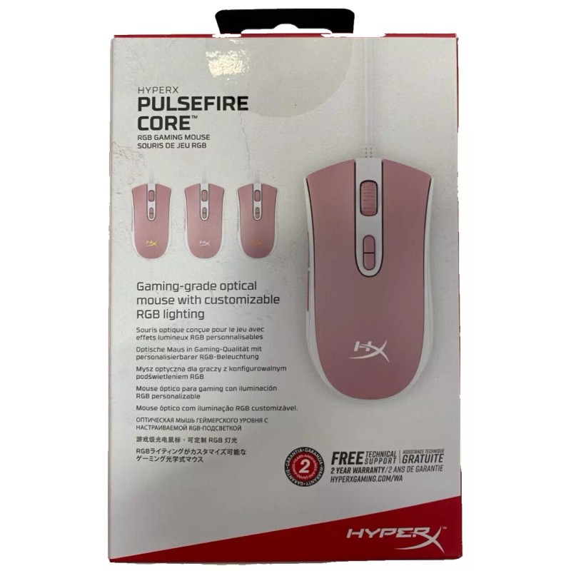 HyperX Pulsefire Core RGB Gaming Mouse 7 Programmable Buttons Pink/White
