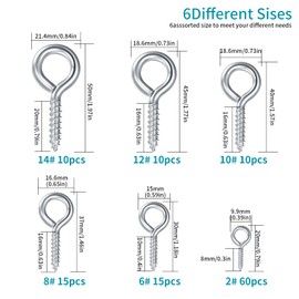 Jttxiu Pack of 120 Eye Bolts, Wood Threaded Eye Bolts, Eye Bolts, Screw Hooks for Wood, Crafts, Furniture, Metal Nickel Plated. (Silver)