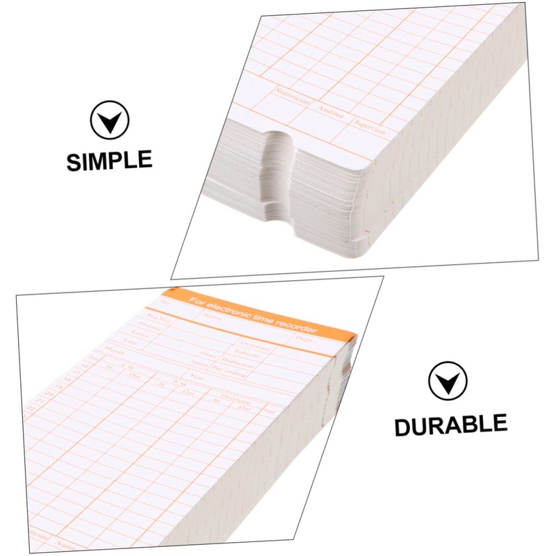 Ciieeo 200sheets Attendance Paper Cards Clock Cards for Payroll Recording