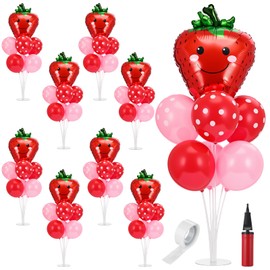 VioraWhite 8 Sets Strawberry Party Table Centerpieces Balloons Decorations