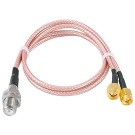 POBADY F Female to Dual SMA Male Connector RF Coaxial Cable F Type Connector Pigtail Cable 50 Ohm Low Loss F to Dual SMA Connector Y Type RG316 11.8IN/30CM Extension Cable