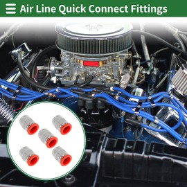 TUCKBOLD Push to Connect Air Fittings 35/64" Male Thread Air Line Quick Connector Plastic Nickel-Plated Copper 1/2" NPT 5 Pcs Red Silver Tone