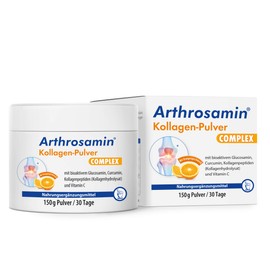 Arthrosamin Collagen Powder - with Bioactive Glucosamine, Curcumin, Collagen Peptides and Vitamin C, for More Mobility - Orange Flavour, 150 g