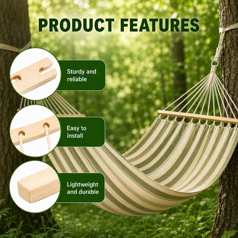 2 Pack Wooden Hammock Spreader Bars, Detachable Replacement Bars