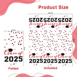 2025 Graduation Disposable Paper Napkins, Guest Dinner Hand Towels for College School Grad Class Congrats Celebration, Cocktail Party Decorations (80, Red & Black)
