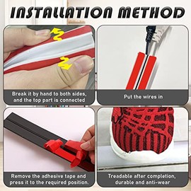 Protector de cable de piso de 6.5 pies, resistente autoadhesivo y flexible, organizador de gestión de cables de PVC, extensión protege los cables y evita peligros de viaje, cavidad de cable de pared