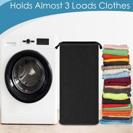 SNIGJAT Extra Large Laundry Hamper, 100 L Tall Laundry Basket with Sturdy Handles, Dirty Clothes Basket for Bedroom, Large Hamper, Sturdy Storage Organizer for Clothes Toys Black