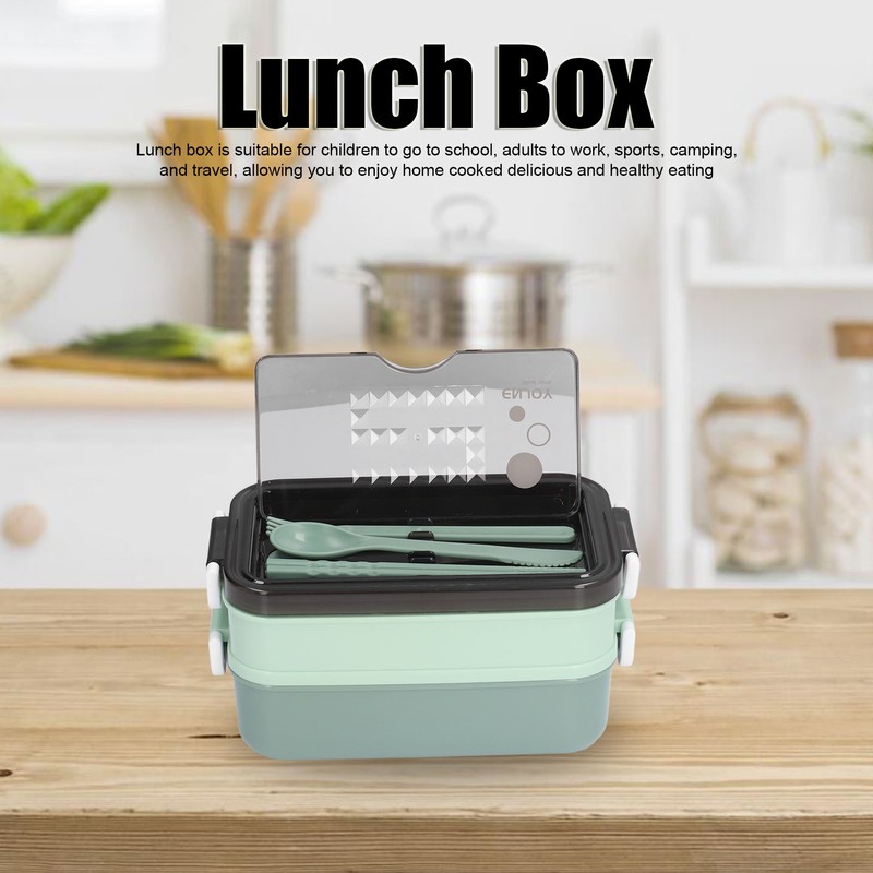 Lunch Box 2 Tier Stackable Container Folding Buckle Stainless Steel