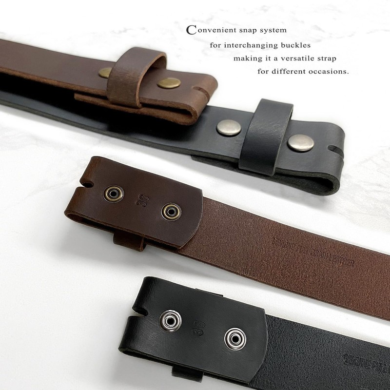 One Piece Full Grain Buffalo Leather Replacement Belt Strap 1-1/2"