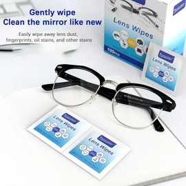 OKONOS 100 Pcs Glasses Cleaning Lens Wipes Pre-Moistened Wipes for Eyeglasses Sunglasses and Screens