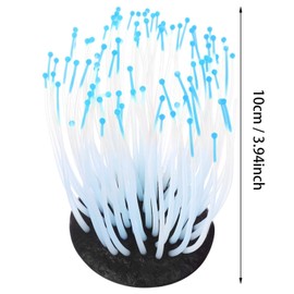 Fdit Artificial Sea Anemone Coral Vivid Plant for Aquarium Underwater Ornament Decor Fish Garden Night Light(Blue)