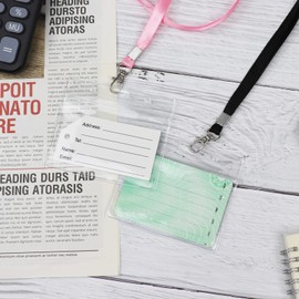 Lanyards with Card Holder, 10pcs Black Neck Lanyard + 10pcs Clear Name Tag Badge Holder, Plastic Lanyard Badge Holder for Office School Card Keys (Black)