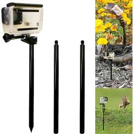 Cameras Ground Stake Spike Tripod Mount w/ 1/4'' - 20 Ball Head - Adjustable Length and Tilt - for Action camera,Trail Cameras, Smartphones,Perfect the beach,ski slopes,Ideal downhill mountain biking.