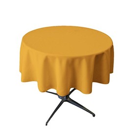 LA Linen Polyester Poplin Washable Round Tablecloth, Stain and Wrinkle Resistant Table Cover 58", Fabric Table Cloth for Dinning, Kitchen, Party, Holiday 58-Inch, Gold, (TCpop58R_GoldP14)