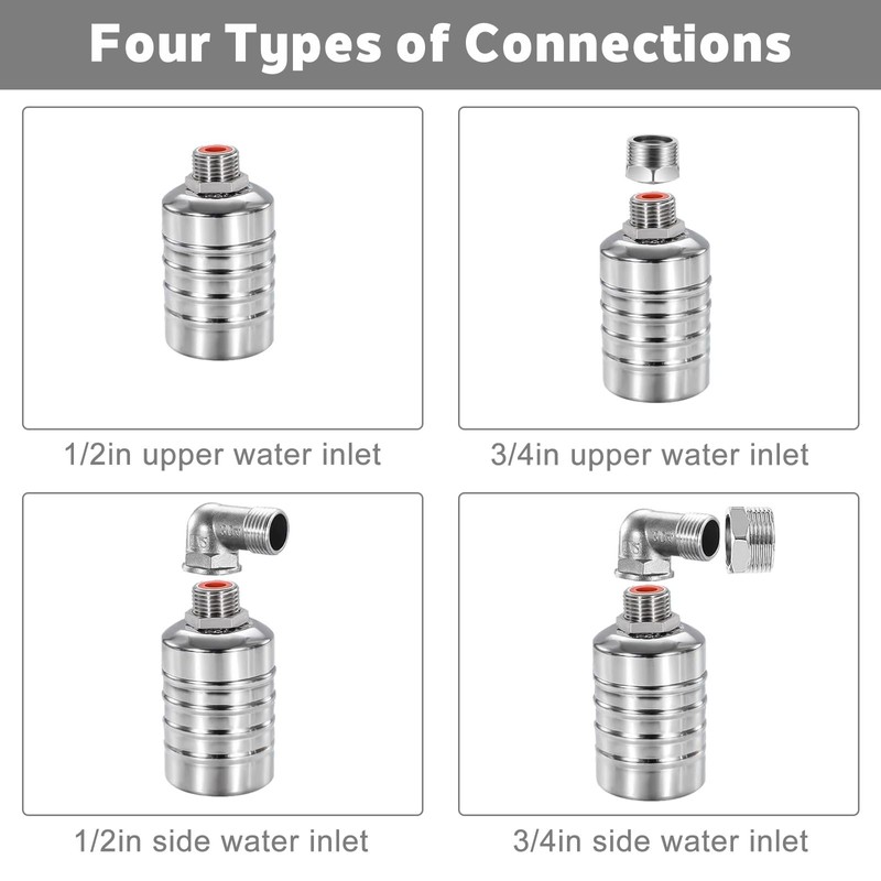 2 Pack Float Valve, 1/2" to 3/4'' Automatic Water Level