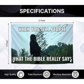 3x5 Ft Cool Christian Flags with Quote "When You Tell People What The Bible Really Says" with Four Brass Grommets - Single Sided Christian Flag Room Decor - Polyester Cool Tapestry for Bedroom Banner