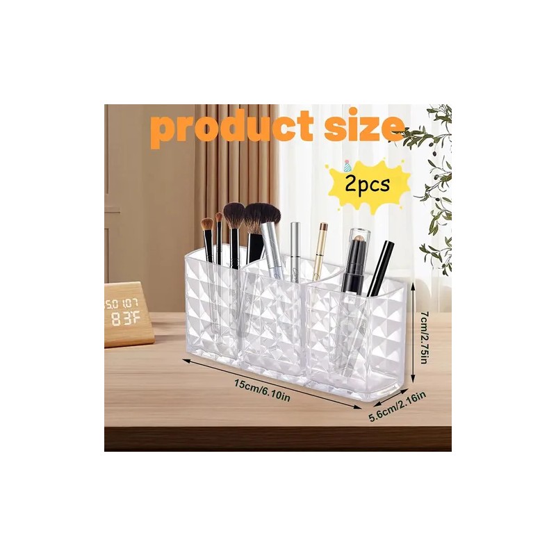 Organizador Maquillaje Acrílico 3compartimentos Transparente
