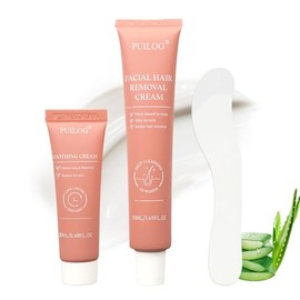 Crema depilatoria facial para mujeres con crema calmante y espátula, crema depilatoria para cara, impecable 4 minutos no deseados, crema depiladora de