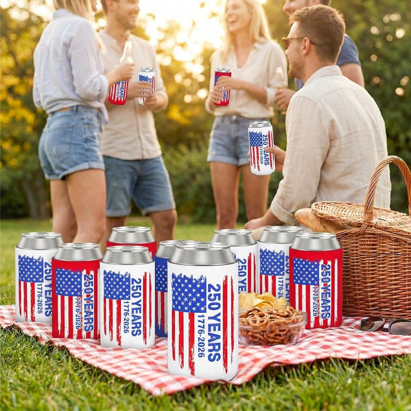 12 Pcs 4th of July 250th Anniversary USA Flag Can