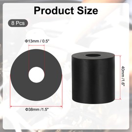 PATIKIL Multi Purpose Rubber Spacer, 8 Pcs 13mm ID x 38 OD x 40mm T Neoprene Round Anti-Vibration Isolation Pads Isolator Rubber Bushings Spacer Washer for HVAC Bolts Car Accessories