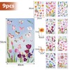 9 Sheets Spring Summer Window Stickers Tulips Flower Window Clings