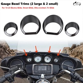 Unbranded Black Gauge Bezel Trim Ring Kit For Harley Electra Street Glide FLHX 14-23 FLHTK