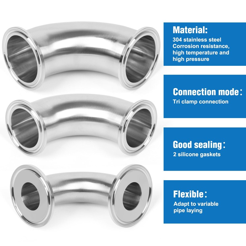 JMCOLMT Elbow 1.5" Tri Clamp Elbow 90 Degree Pipe Fitting