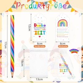 RUIYELE 10 Sets Dankschön Gift for Teacher School Teacher Nursery Farewell Gift 10 Pieces Rainbow Coloured Pencils Rainbow Pencils with Labels Gift for Christmas Birthday