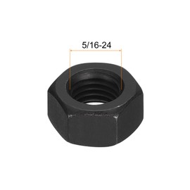 sourcing map 5/16-24 Hex Nuts, Carbon Steel Grade 8.8 Black Oxide Hexagon Nut for Screw Bolt, 10 of Pack